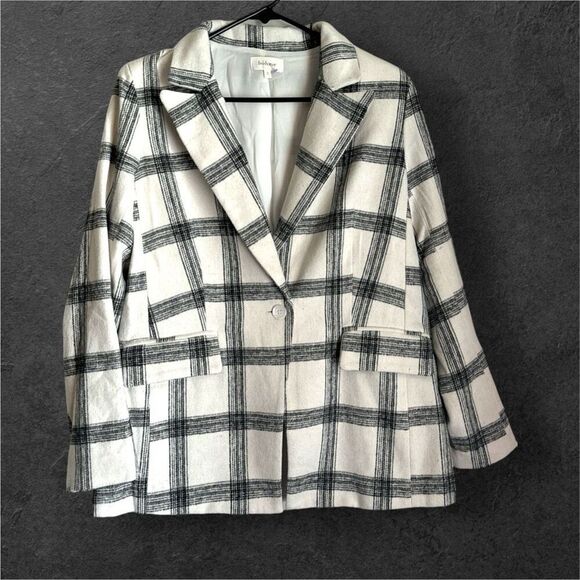 BOHME button front plaid soft collared blazer jacket with pockets sz S women’s p - Picture 6 of 7